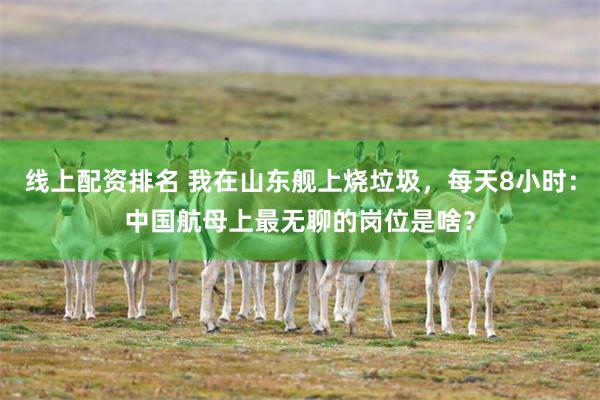 线上配资排名 我在山东舰上烧垃圾，每天8小时：中国航母上最无聊的岗位是啥？